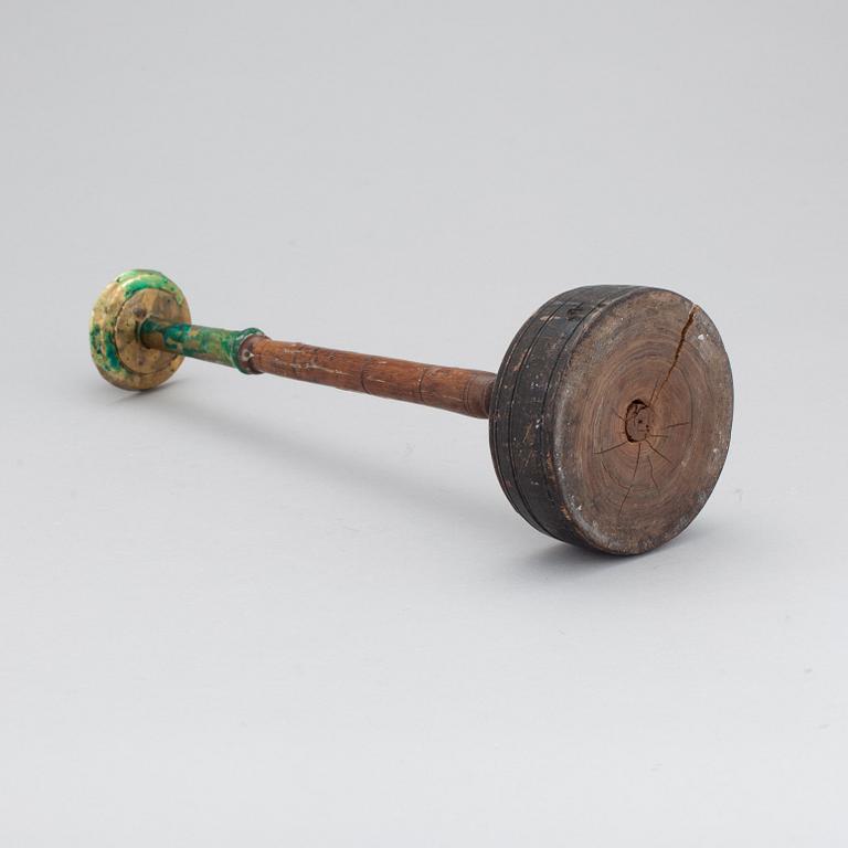 LJUSSTAKE, trä, mässing, 1800-tal.