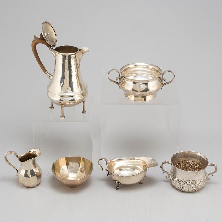 Six silver objects, 19th and 20th century.