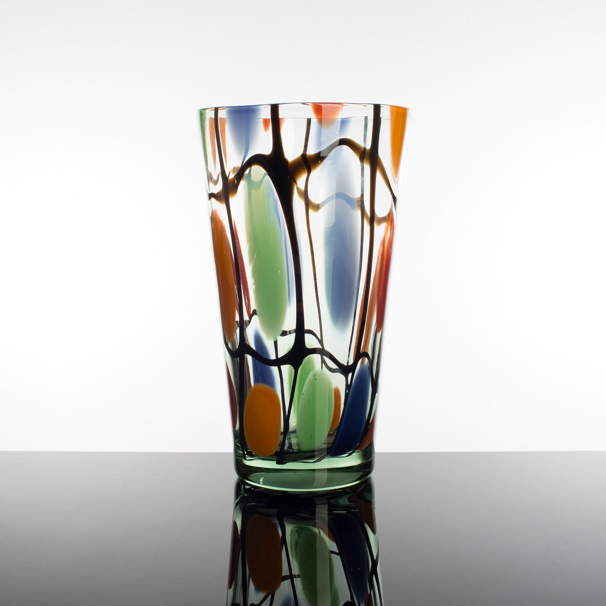 OKÄND FORMGIVARE, vas, glas, Italien, 1900-tal.