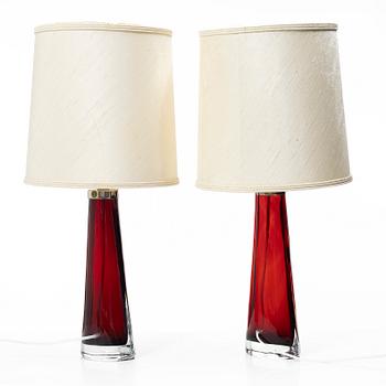Carl Fagerlund, a pair of table lamps, Orrefors.