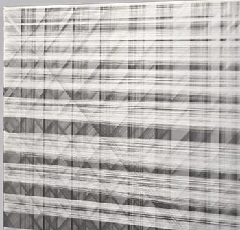 Sophie Tottie, "White Lines (steel drawing) rattan texture".