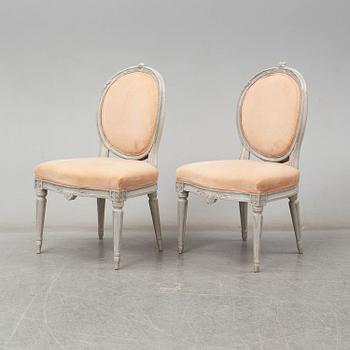 Two Swedish Gustavian chairs, late 18th century.