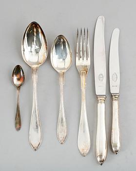 BESTICK, 59 delar, silver, GAB, Stockholm 1930-tal. Vikt med stålblad ca 2796 gram.