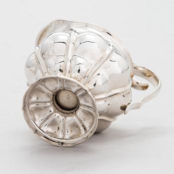 GUSTAF ADOLF BJÖRKLUND, Strösked, gräddsnäcka och skedar, silver, totalt 18 delar, Joensuu, Finland 1870.