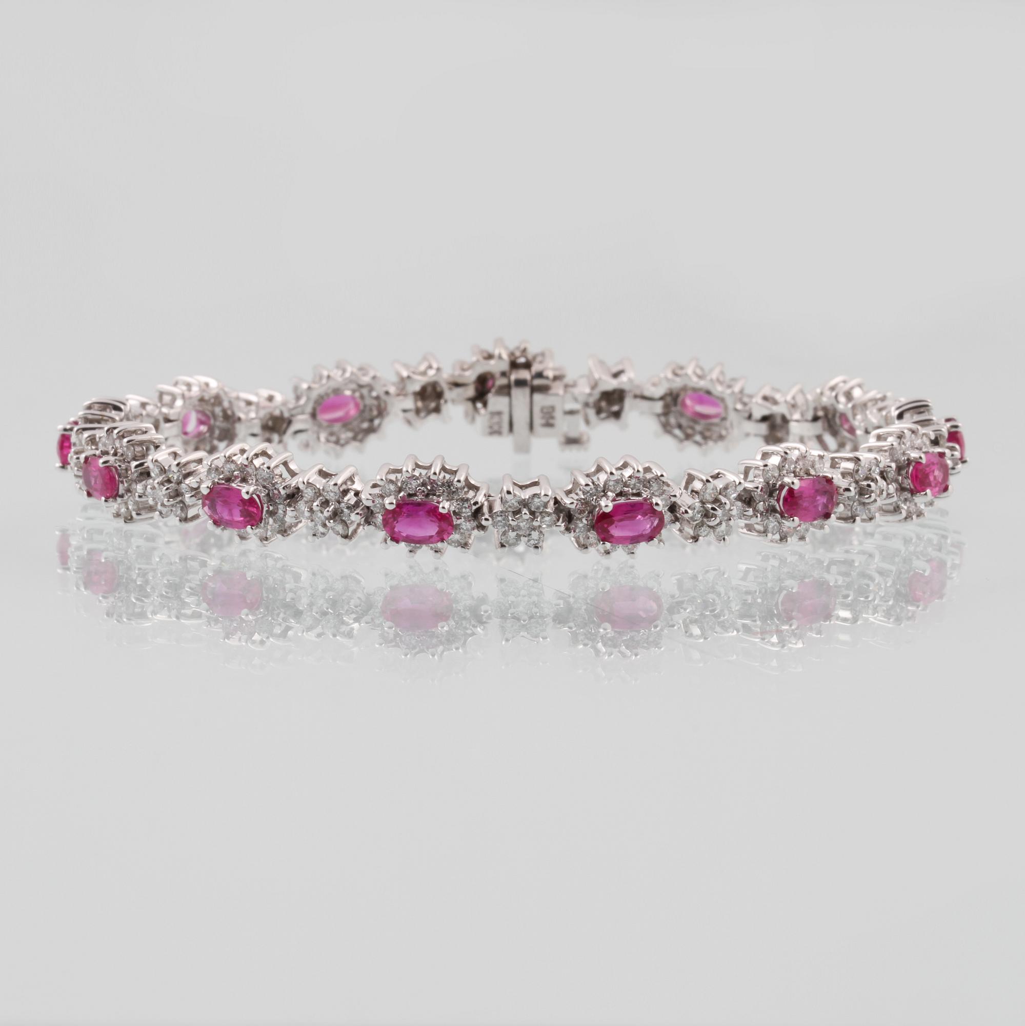 ARMBAND, 18K vitguld med rosa safirer samt briljantslipade diamanter, Effy Jewelry. Vikt 19,2 gram.