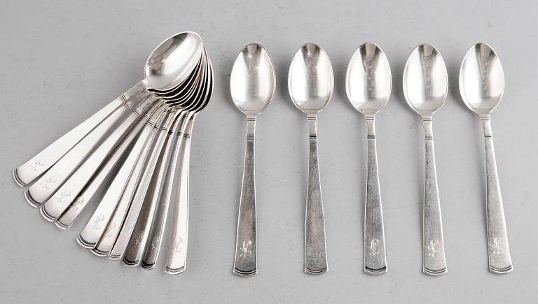 KAFFESKEDAR, 15 st, silver, modell Rosenholm. Vikt ca 228 g.