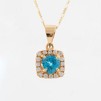 Smyckesset, örhängen samt hänge med kedja, med topaser och briljantslipade diamanter.