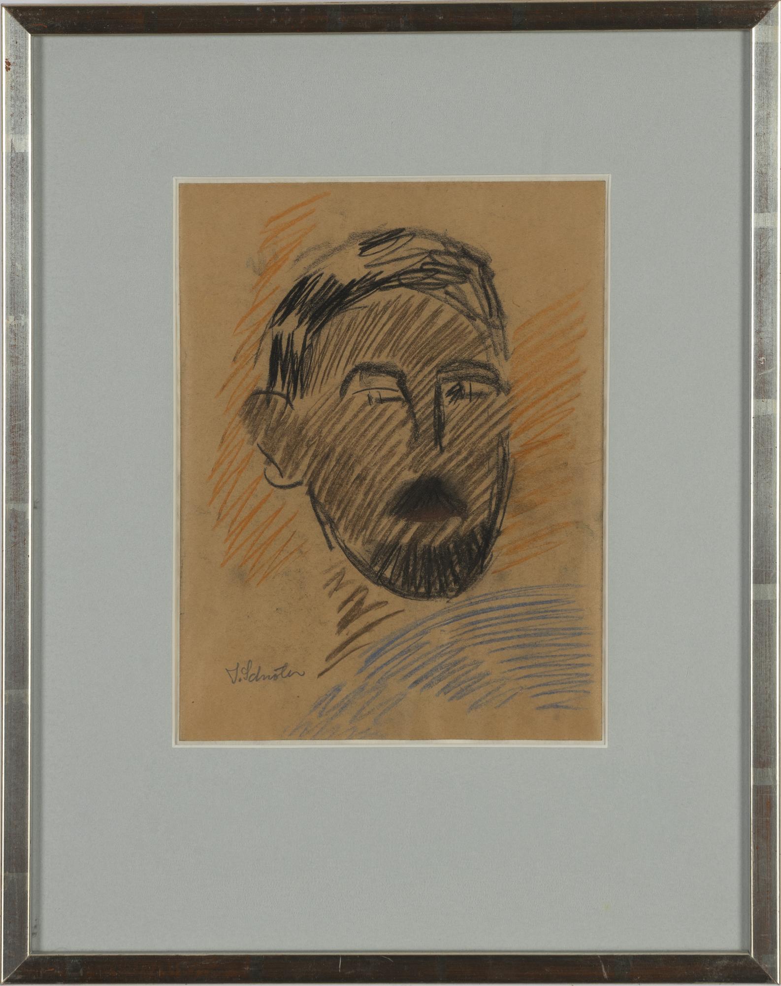 Inge Schiöler, chalk drawings, signed.