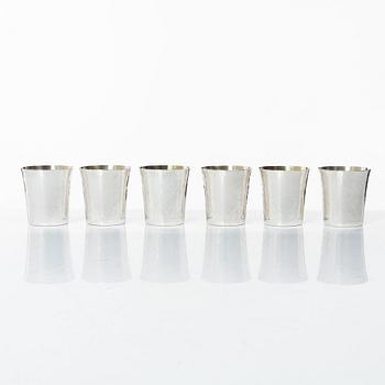 Six silver beakers, mark of Mema, Lidköping 1979.
