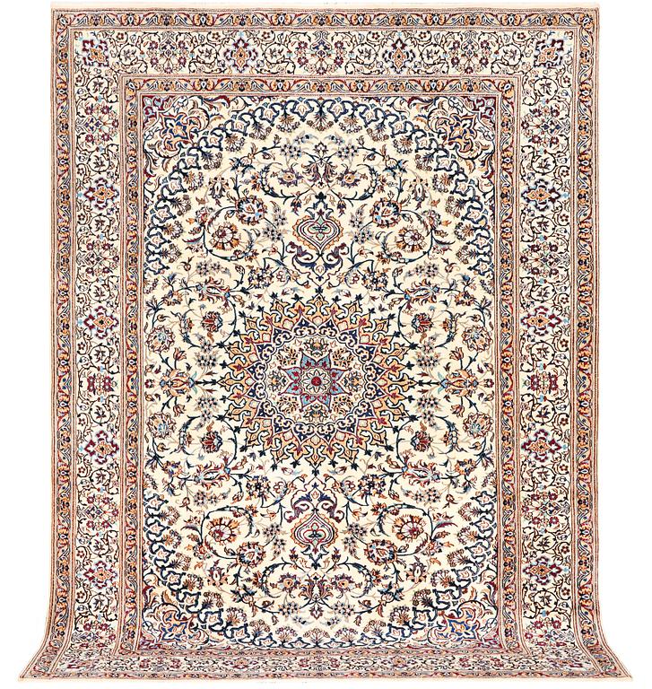A part silk Nain carpet, 9LA, c. 335 x 245 cm.