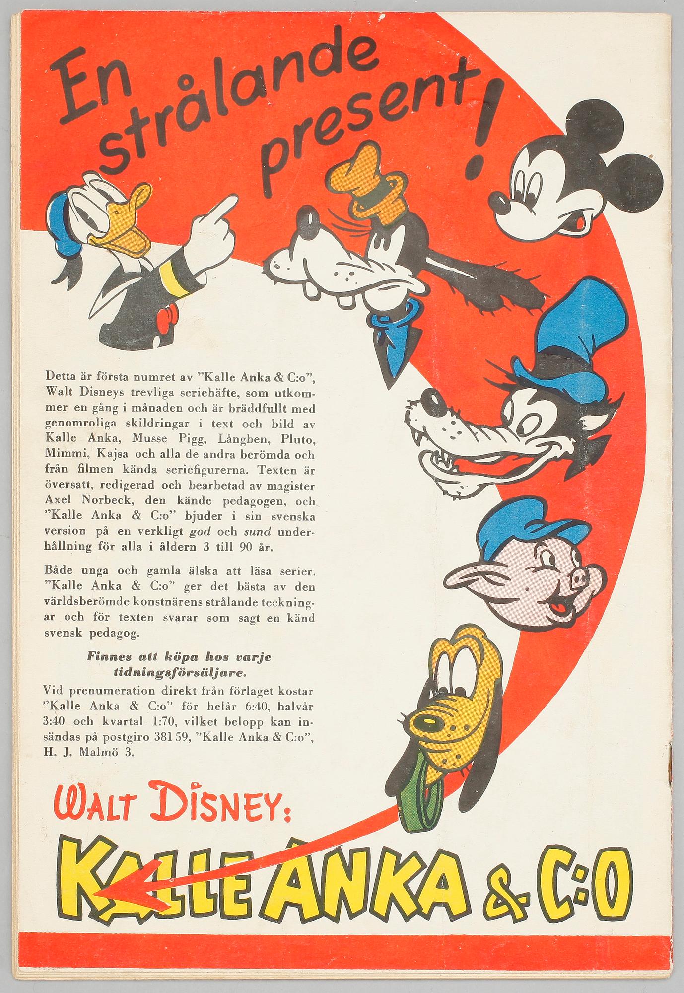 SERIETIDNING, Kalle Anka & Co, nr 1, 1948.
