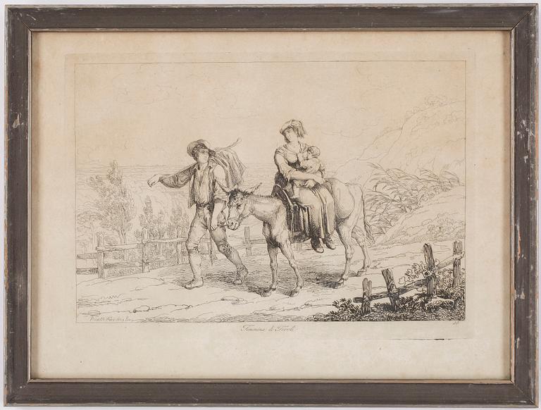 BARTOLOMEO PINELLI, efter, 3 st, kopparstick, 1800-tal.