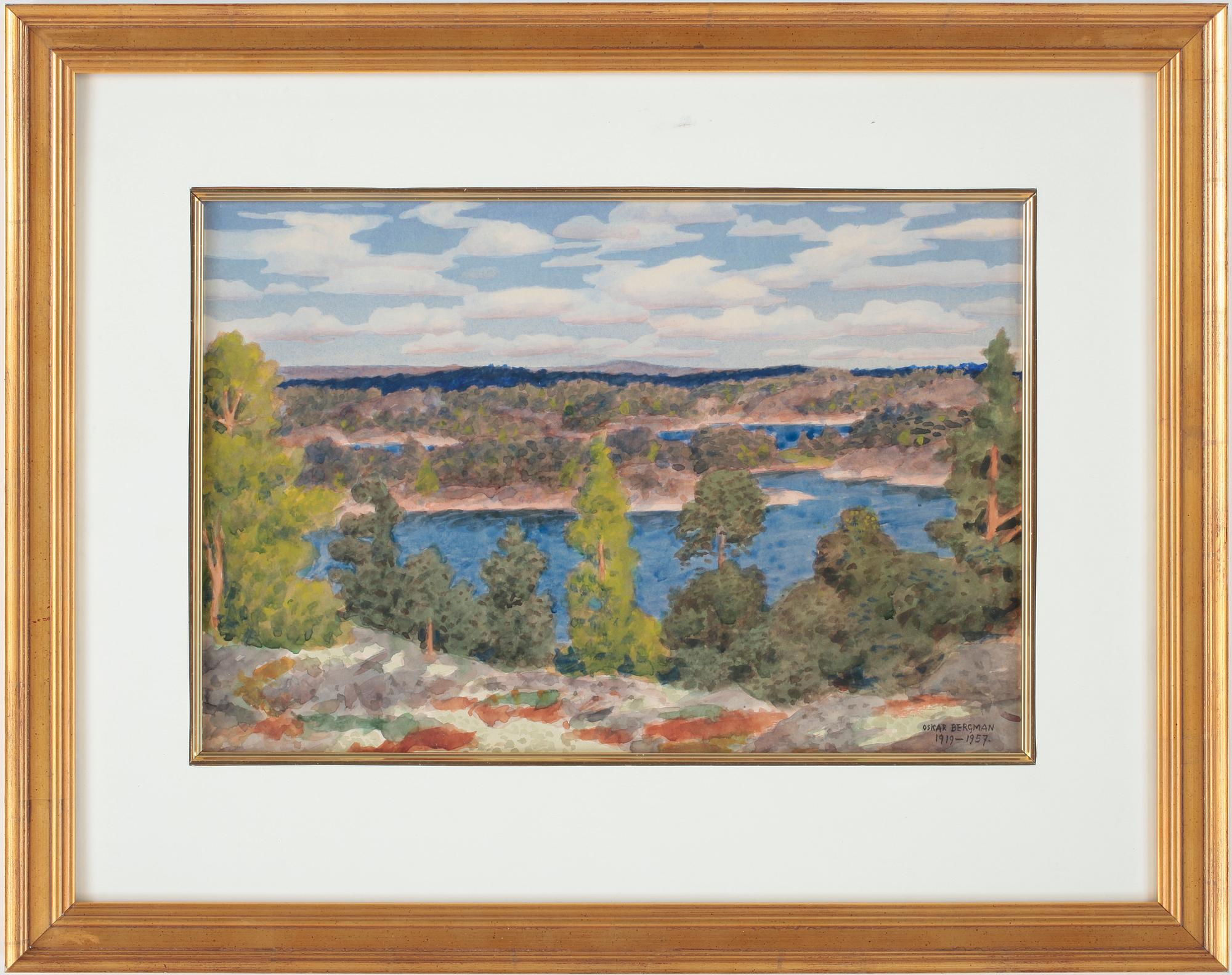OSKAR BERGMAN, akvarell, sign och dat 1919-1957.