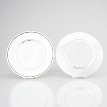 Atelier Borgila, a set of 8 sterling silver plates, Stockholm, Sweden 1955 and one 1957.