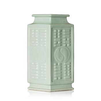 1006. A celadon glazed 'trigram' vase, Qing dynasty, 19th century.