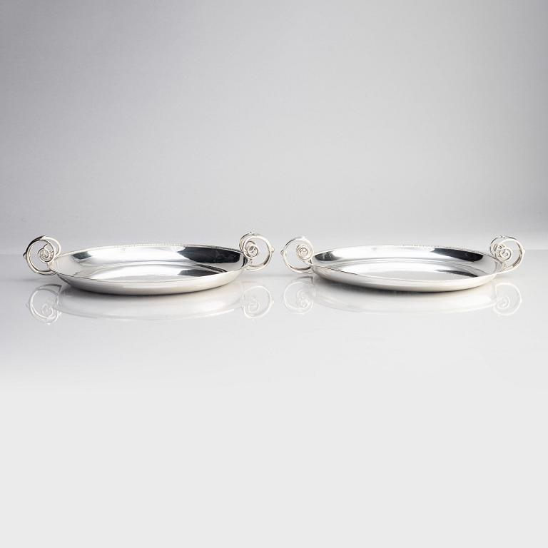 Carl Fredrik Carlman, and GAB, two silver plates/trays, Stockholm 1939.