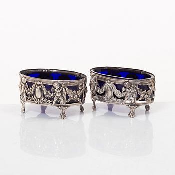 A. Louis Casse, salt cellars, a pair, silver, Paris, 1784.