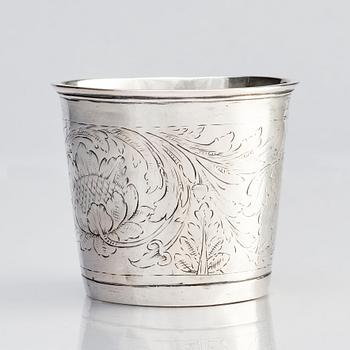 A German silver beaker, unclear makers mark, possibly Konstanz 17th century.