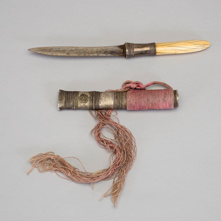 Silver Hairpin and Dagger, silver and bone, Hmong hill tribe, Laos/Burma, late 19th early 20th century.