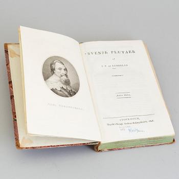 BÖCKER: 2 volymer, Svensk Plutark, JF af Lundblad, tryckt hos Kongl Ordens-Boktryckeriet 1823/26.