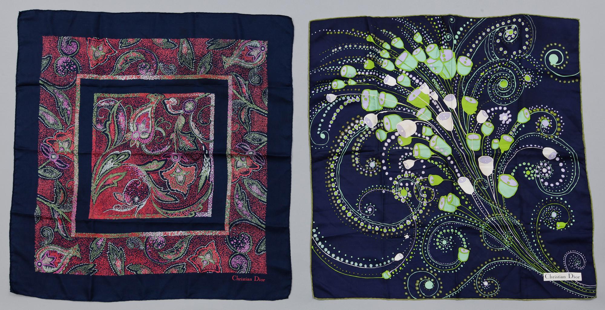 SCARFS, 2 st, Christian Dior, 1970-tal.