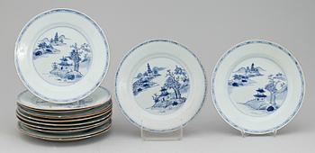 TALLRIKAR, 13 st, porslin, Kina, 1700/1800-tal.