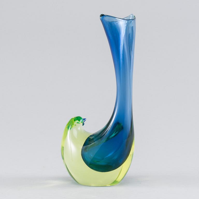 A bird glass vase by Antonio Da Ros, Cenedese Murano 1965.