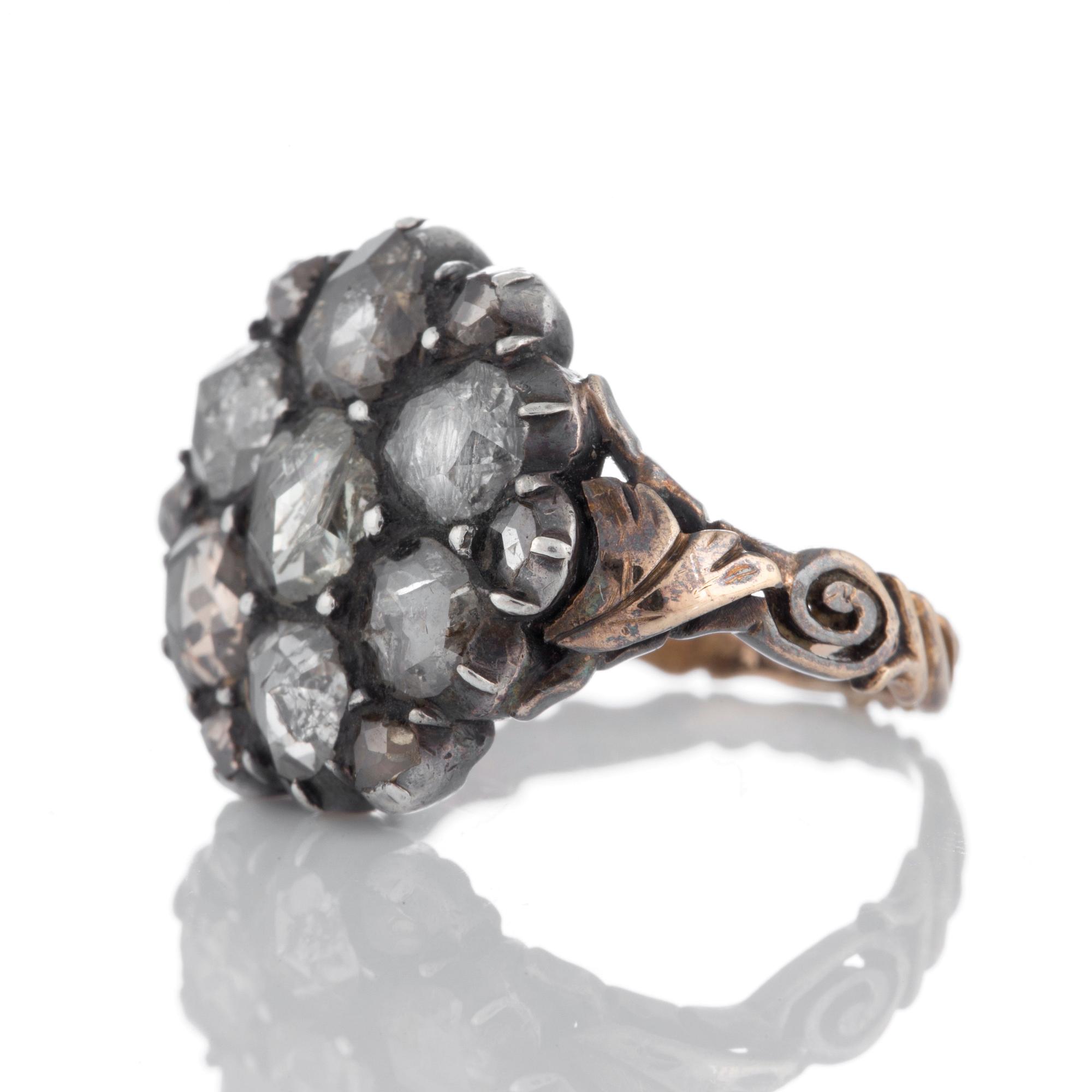 Ring med rosenslipade diamanter.