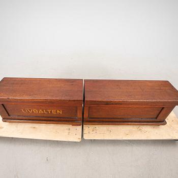 A set of table and two benches from a ship 20th century.