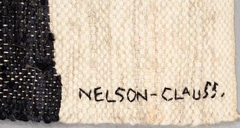 Birgitta Nelson Clauss, a textile, 'Den stilla stunden', flat weave, ca 117,5 x 113-116 cm, signed NELSON-CLAUSS.