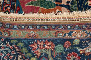 A carpet, semi-antique, Tabriz, figural, ca 201 x 137 cm.
