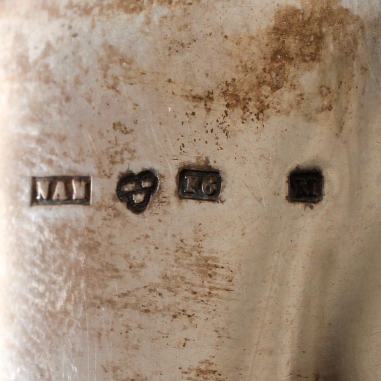 KAFFESERVIS, 3 delar, silver, Nils August Malmqvist, Malmö, 1884, total vikt ca 1310 g.