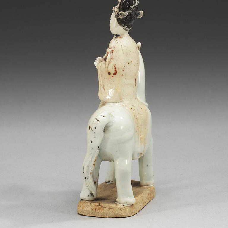 A blanc de Chine equestrian figure, Qing dynasty, 18th Century.