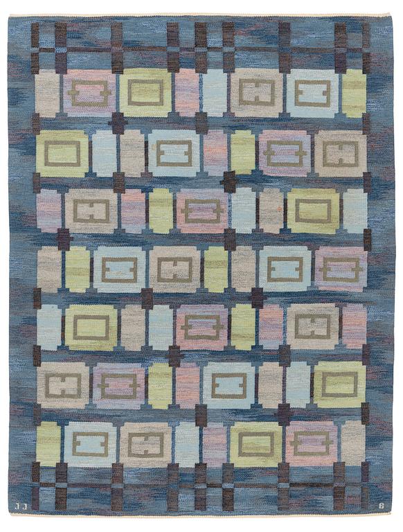 Judith Johansson, a carpet, "Spise hall", flat weave, ca 272 x 209 cm, signerd JJ B.