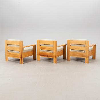 Armchairs, three pieces, late 20th century.