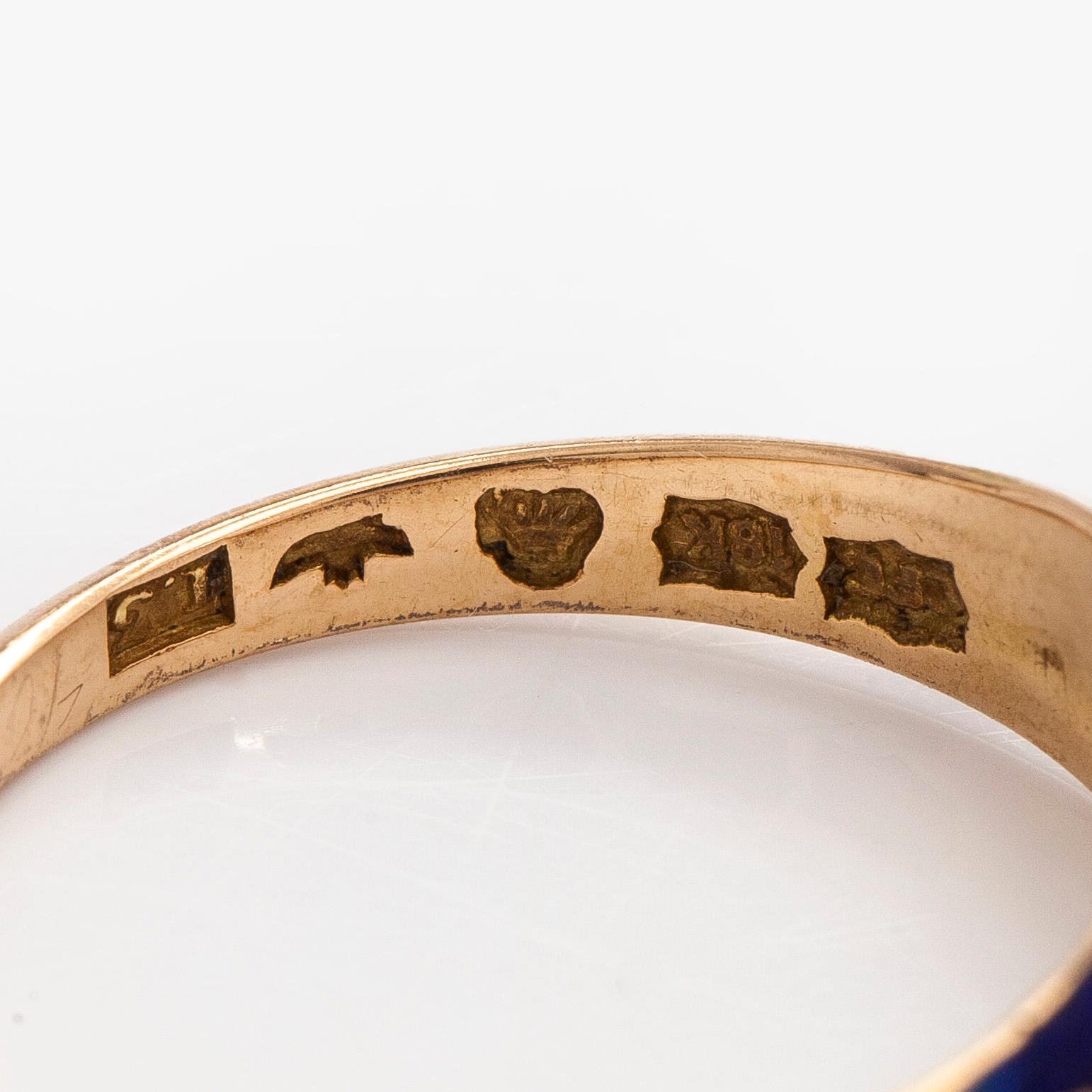 Ring, old cut diamond, enamel, 18K gold, Carl Fridolf Ekholm, Helsinki 1866.