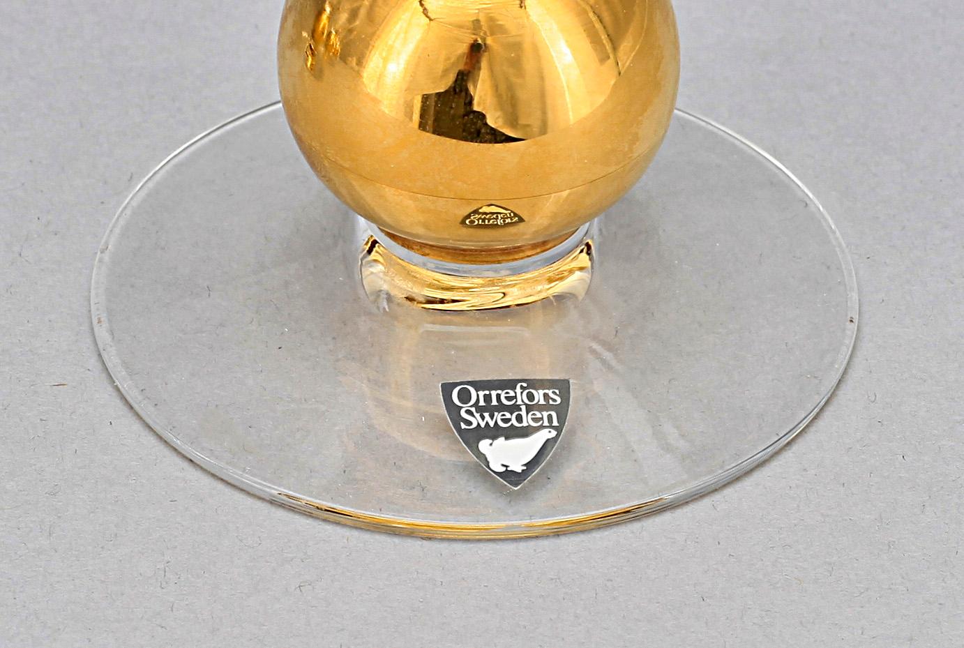 CHAMPAGNE- / MARTINIGLAS, 4st, "Nobel", Gunnar Cyrén, Orrefors, 1900-tal.