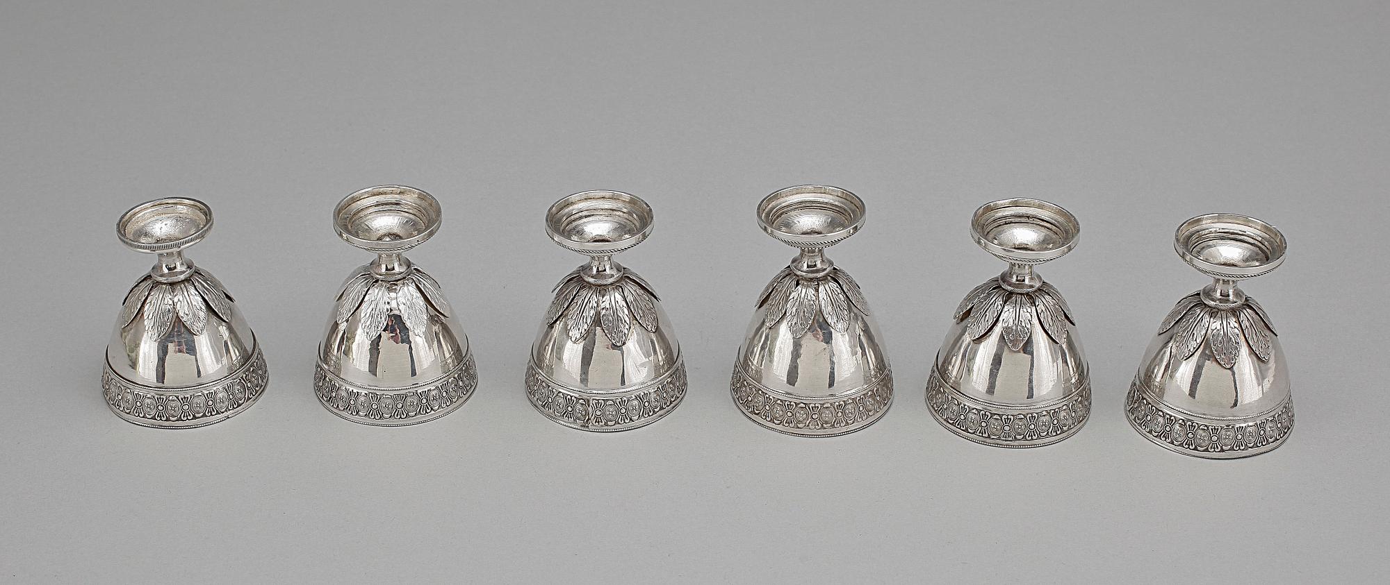ZARFS, 6 st, silver, Osmanska riket, 1800-talets slut. Vikt 382 g.