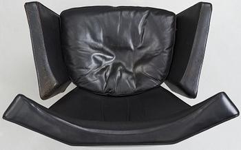 Arne Jacobsen, a black leather and aluminium "Ox-Chair", Denmark 1966.