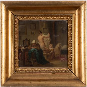 Unknown artist 18th/19th century, Sowing in the home.