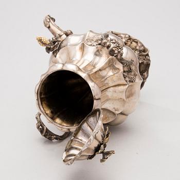 A Finnish neo rococo silver samovar by Anders Wilhelm Felixsson, Lovisa 1857.