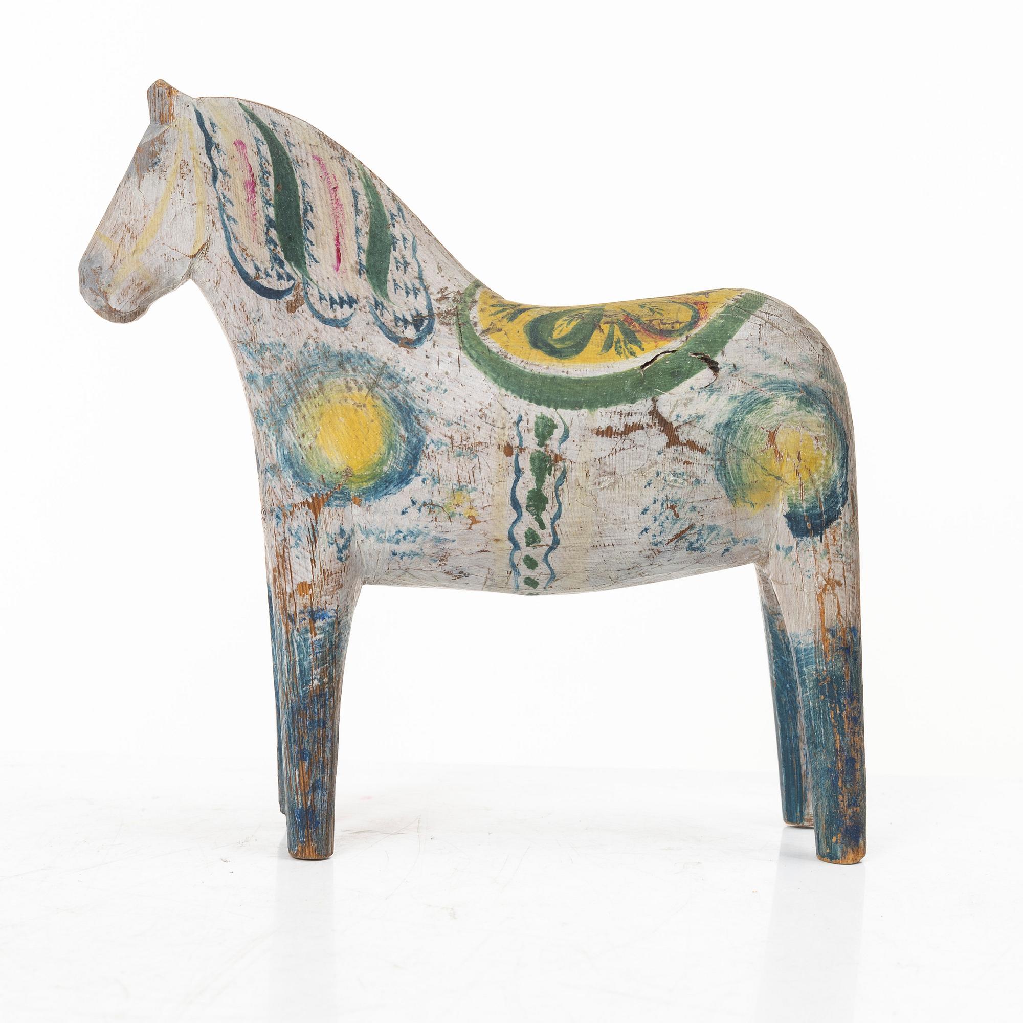 Dala horse, folk art, attributed to Karin Nisser, circa 1910.