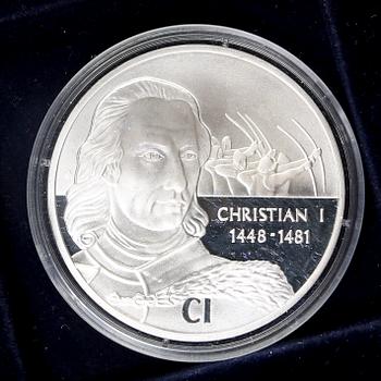 Medaljer 22 st "Danska regenter" silver 1900-talets senare del.