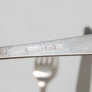 Jacob Ängman, bestickservis, 55 delar, silver, "Rosenholm", GAB, bl.a. Stockholm 1960.