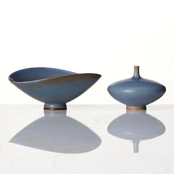 Berndt Friberg, a set of 7 stoneware vases and a bowl, Gustavsberg Studio, Sweden, 1956-64.