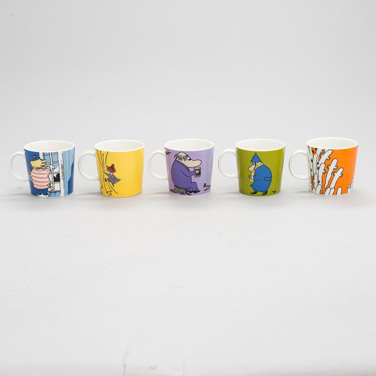 Ten Moomin Characters  mugs in vitro porcelain, Arabia, Finland.