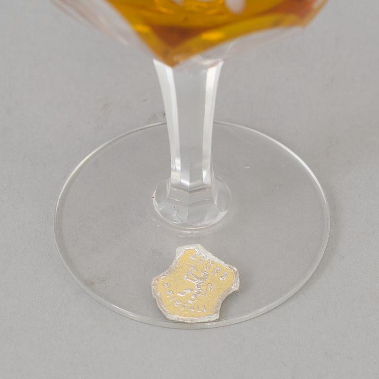 KARAFF samt 10 SHERRYGLAS, Åfors glasbruk, 1940-tal.