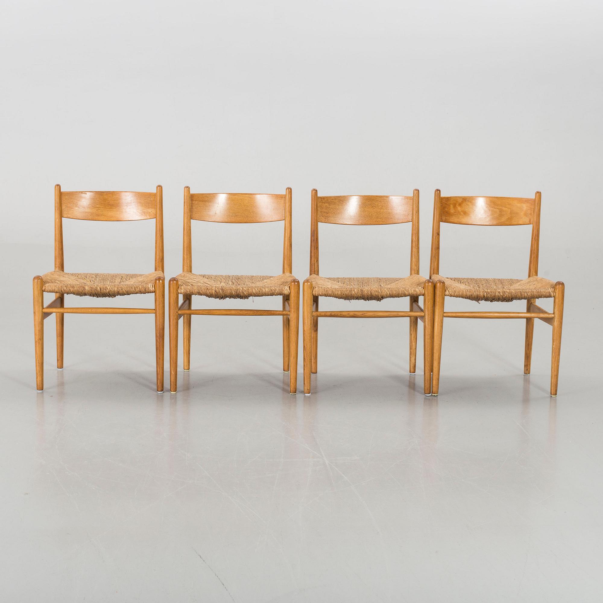 A SET OF 4 HANS J WEGNER "CH 36" CHAIRS.