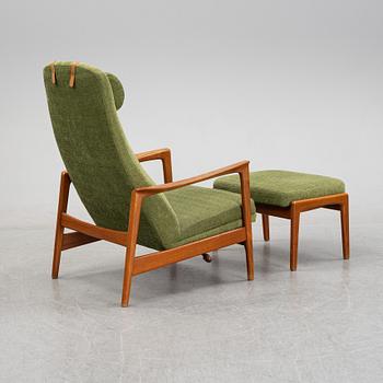 Folke Ohlsson, a teak 'Duxiesta' armchair and a stool, Bra Bohag, Dux, Ljungs Industrier, Malmö, 1960's.