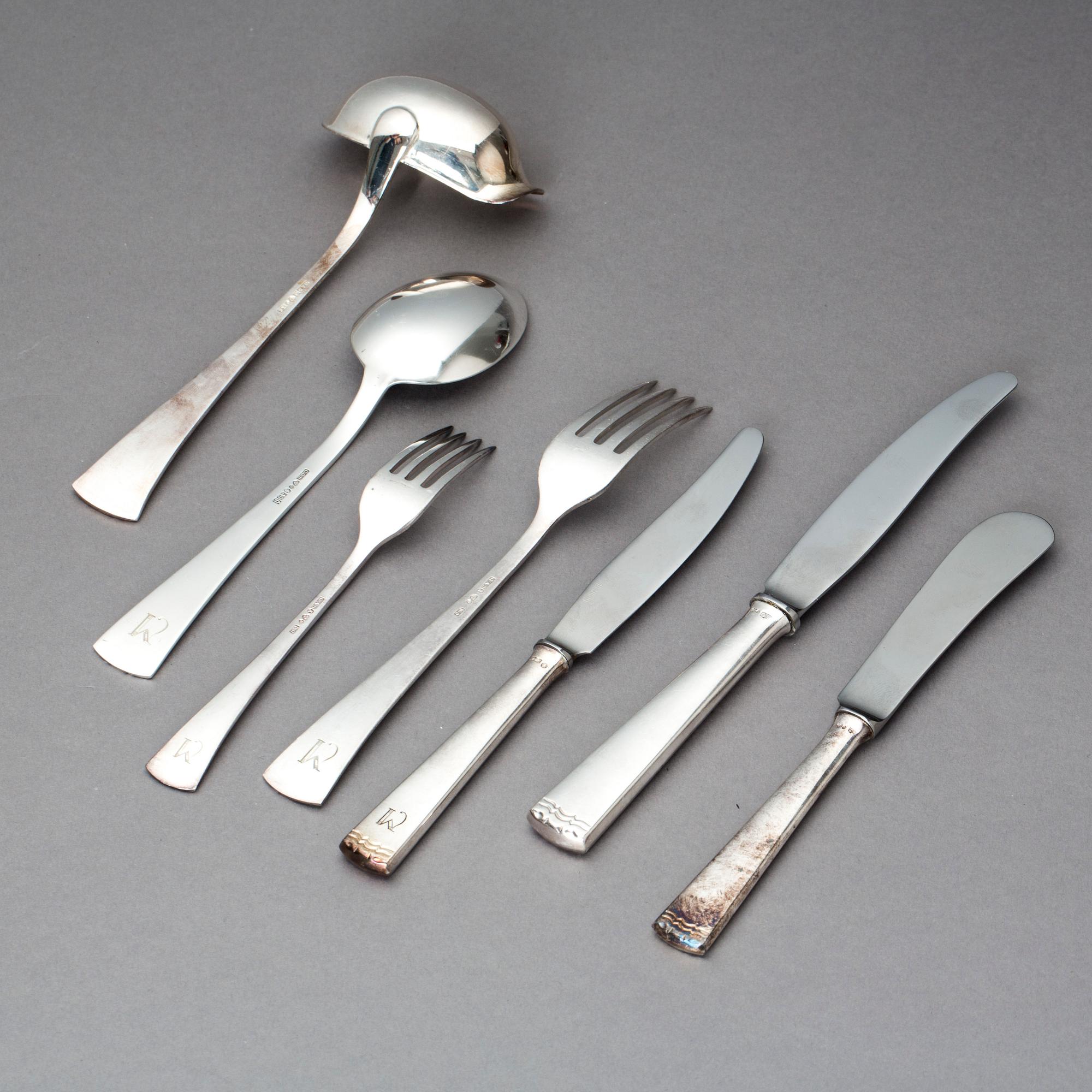 BESTICKUPPSÄTTNING, 42 delar, silver, "Diana", GAB, total vikt ca 1800g.